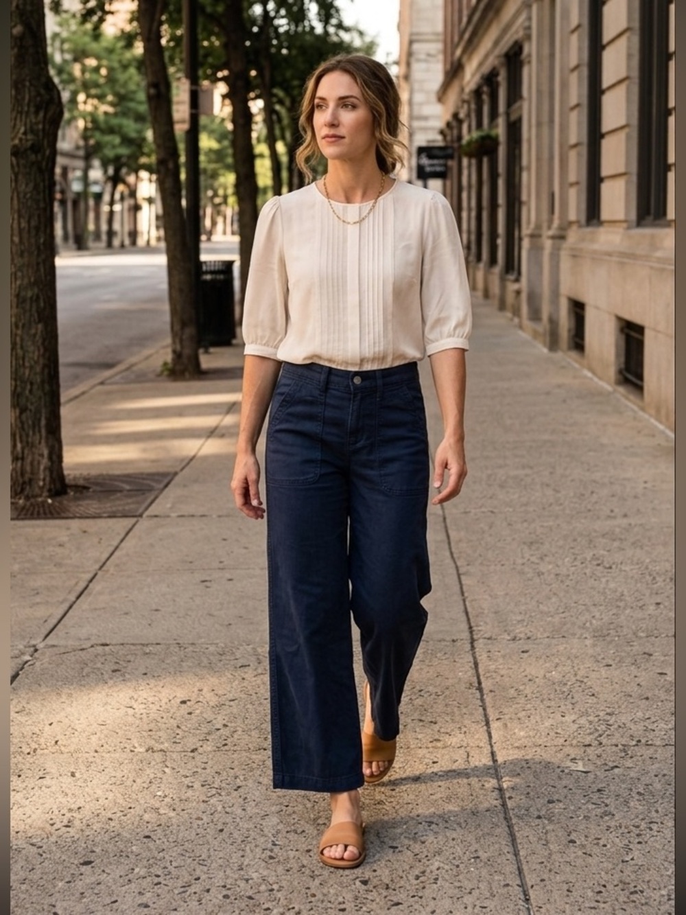EUC Banana Republic Summer Weight Dark Wash Navy Wide-Leg Jean Sz 26/2